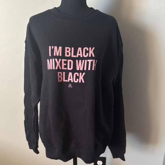 Sweaters - Black Sweater with Pink Text